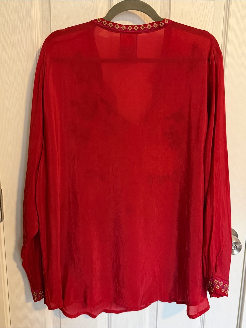 Johnny Was Red Embroidered Floral Garden Cottagecore Boho Blouse Size 1X - Picture 7 of 8